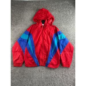 VTG Adidas Jacket Mens XL Red Blue Colorblock Nylon Windbreaker Track Suit 90s
